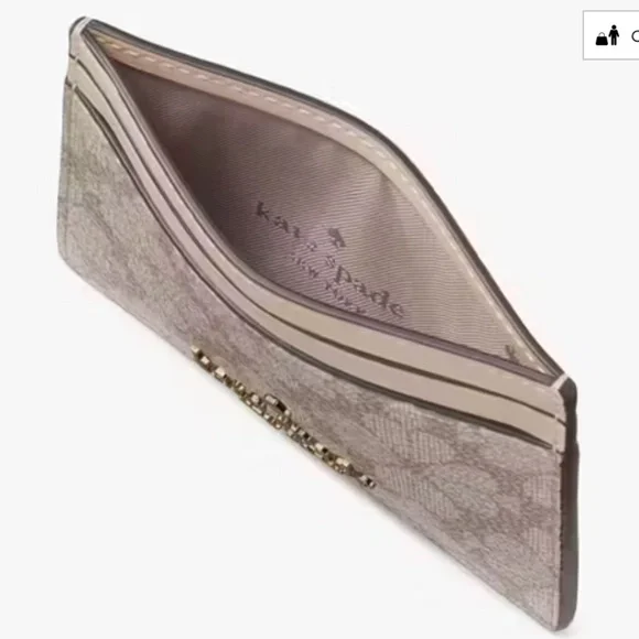NEW Kate Spade Signature Spade Flower Madison Small Slim Card Holder Dark Beige - Picture 3 of 6